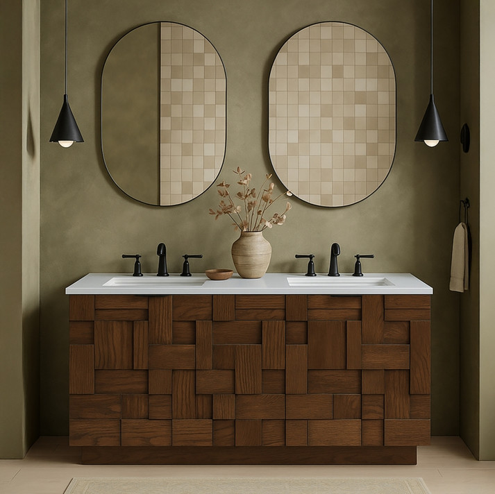 Loraine 48" White Engineered Stone And Solid Wood Wall Mounted Bathroom Vanity