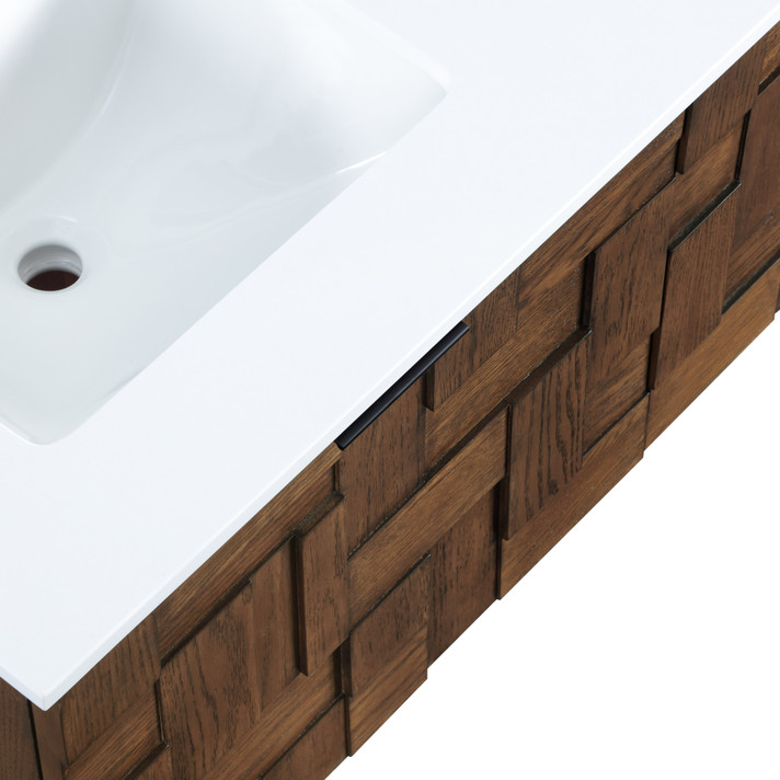 Loraine 48" White Engineered Stone And Solid Wood Wall Mounted Bathroom Vanity