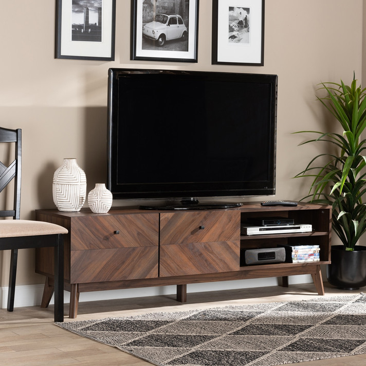 Bianca Mid Century Modern Walnut Brown TV Stand Bianca Mid Century Modern Walnut Brown TV Stand