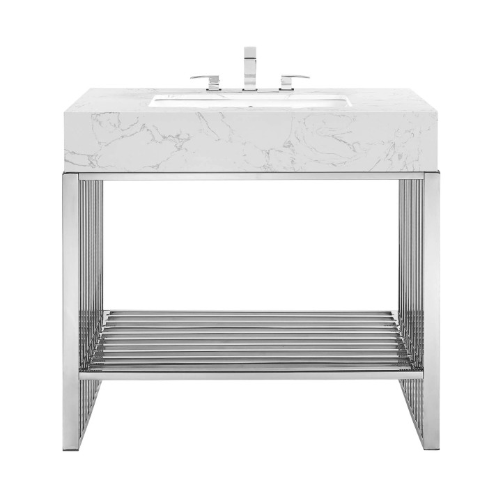 Gridiron 36" Bathroom Vanity, Silver