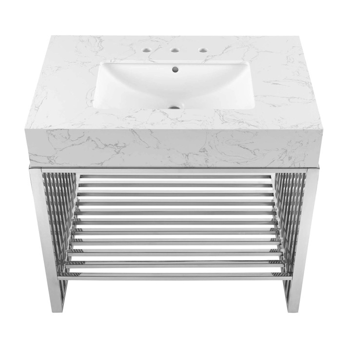 Gridiron 36" Bathroom Vanity, Silver