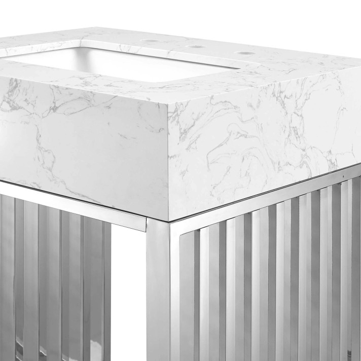 Gridiron 30" Bathroom Vanity, Silver