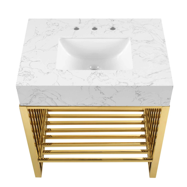 Gridiron 30" Bathroom Vanity, Gold