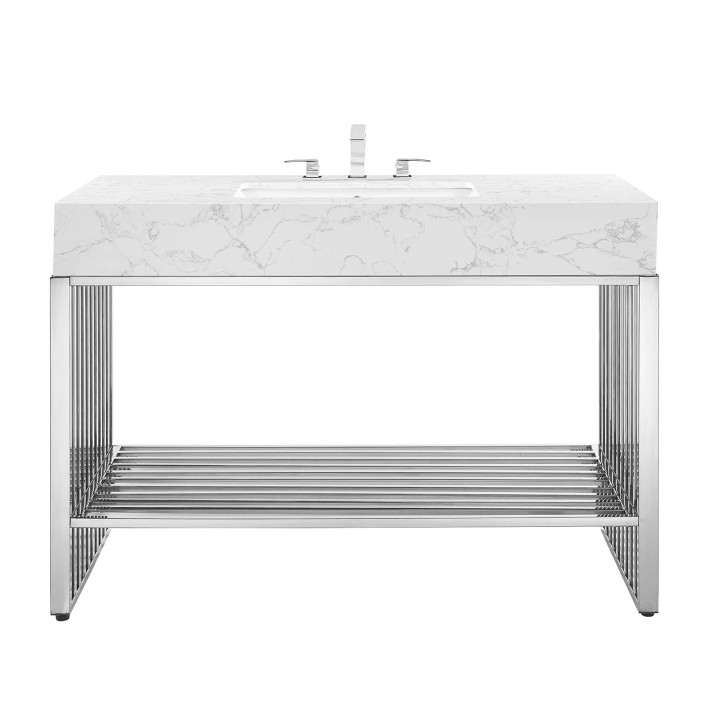 Gridiron 48" Bathroom Vanity, Silver