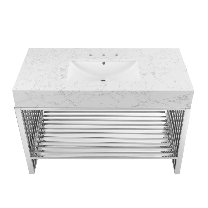Gridiron 48" Bathroom Vanity, Silver