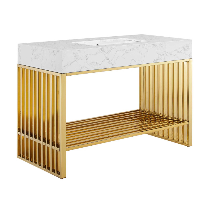 Gridiron 48" Bathroom Vanity, Gold