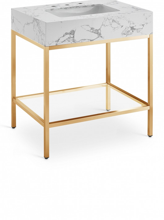 Marlo 30" Engineered Stone Top Vanity, Gold