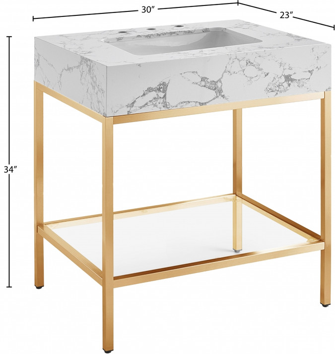 Marlo 30" Engineered Stone Top Vanity, Gold