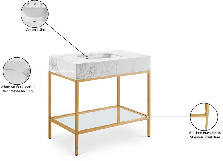 Marlo 36" Engineered Stone Top Vanity, Gold