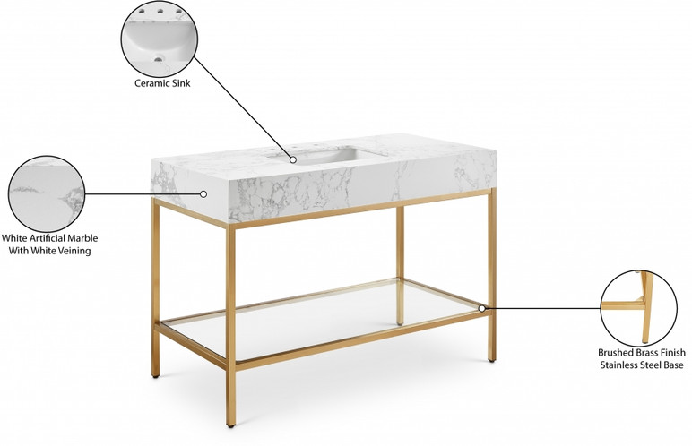 Marlo 48" Engineered Stone Top Vanity, Gold