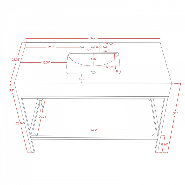 Marlo 48" Engineered Stone Top Vanity, Gold