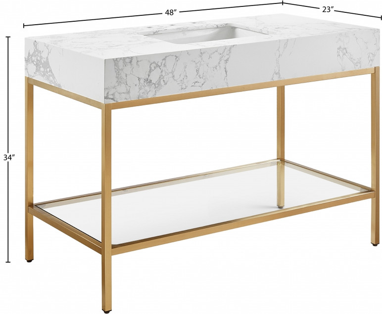 Marlo 48" Engineered Stone Top Vanity, Gold