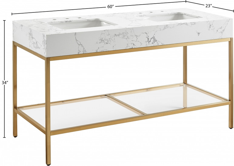 Marlo 60" Engineered Stone Top Vanity, Gold