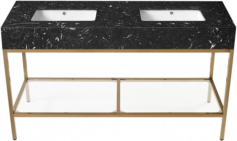 Marlo 60" Engineered Stone Top Vanity, Gold