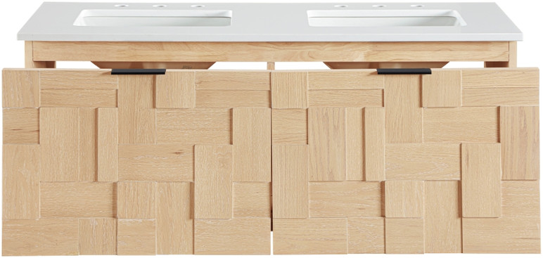 Loraine 36" White Engineered Stone And Solid Wood Wall Mounted Bathroom Vanity