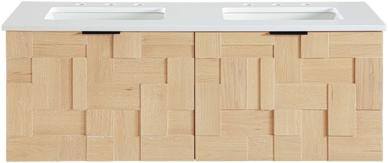 Loraine 36" White Engineered Stone And Solid Wood Wall Mounted Bathroom Vanity