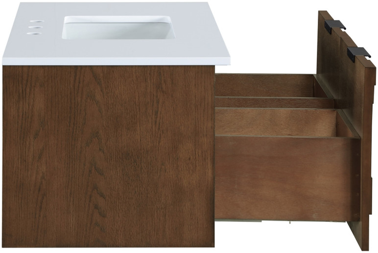 Loraine 36" White Engineered Stone And Solid Wood Wall Mounted Bathroom Vanity