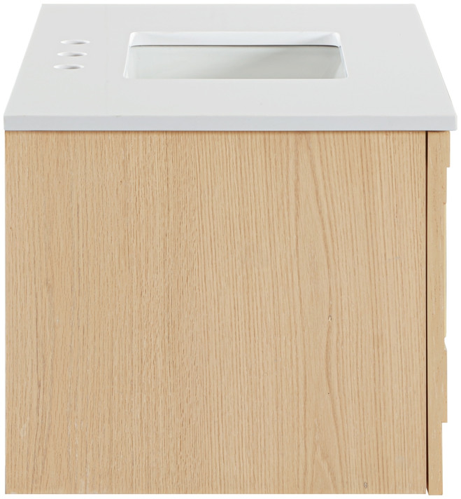 Loraine 36" White Engineered Stone And Solid Wood Wall Mounted Bathroom Vanity