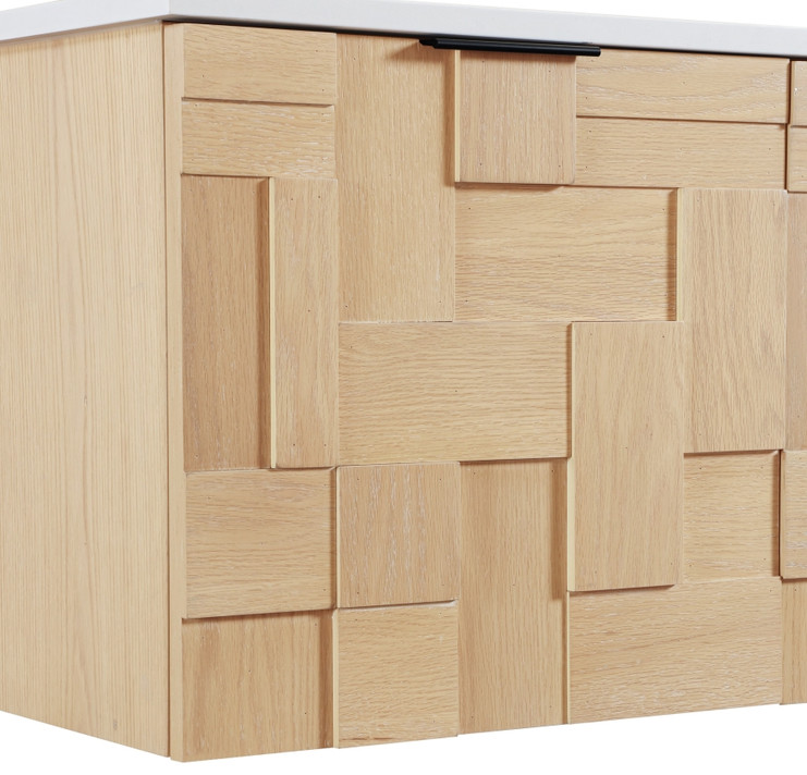 Loraine 36" White Engineered Stone And Solid Wood Wall Mounted Bathroom Vanity