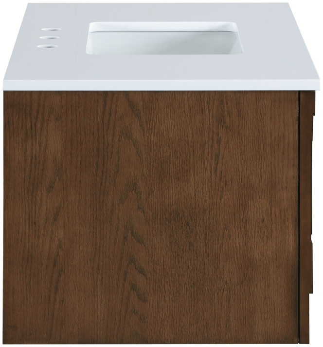 Loraine 36" White Engineered Stone And Solid Wood Wall Mounted Bathroom Vanity