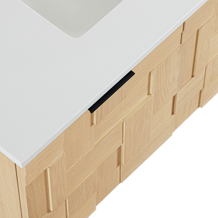 Loraine 36" White Engineered Stone And Solid Wood Wall Mounted Bathroom Vanity