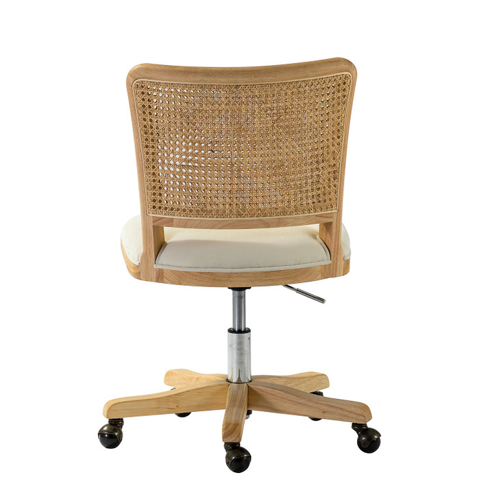 Paige Modern Farmhouse Swivel Office Chair, Rattan Back