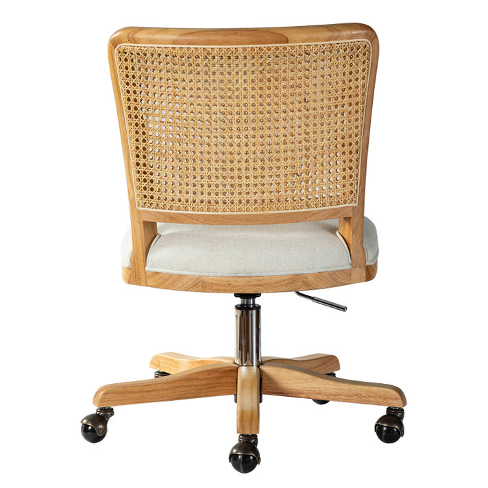 Paige Modern Farmhouse Swivel Office Chair, Rattan Back