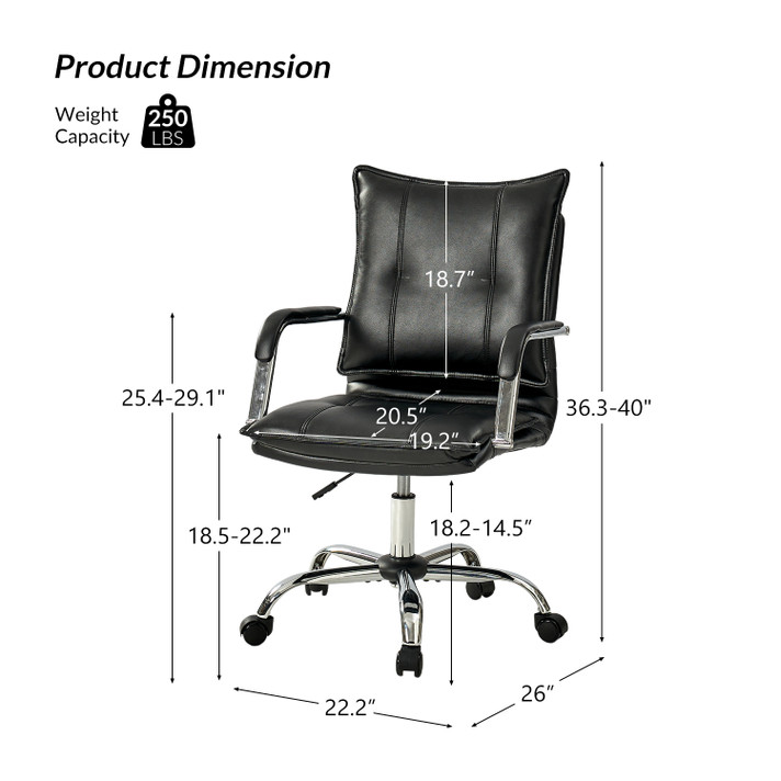 Mason Office Chair, Chrome Frame
