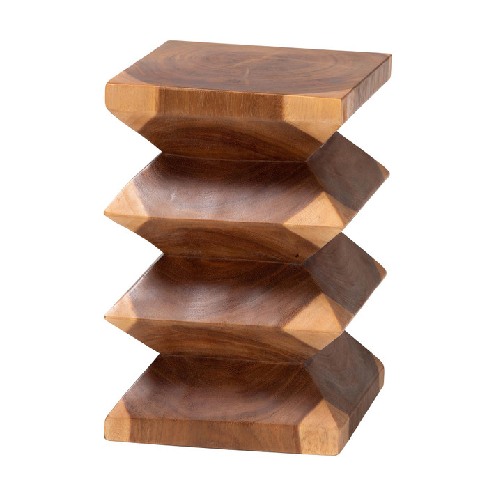 Zigzag Solid Suar Wood Side Table Zigzag Solid Suar Wood Side Table