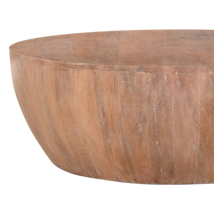 Mango Distressed Wood Drum Coffee Table