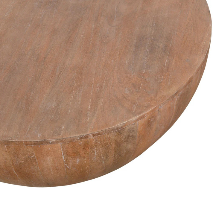 Mango Distressed Wood Drum Coffee Table