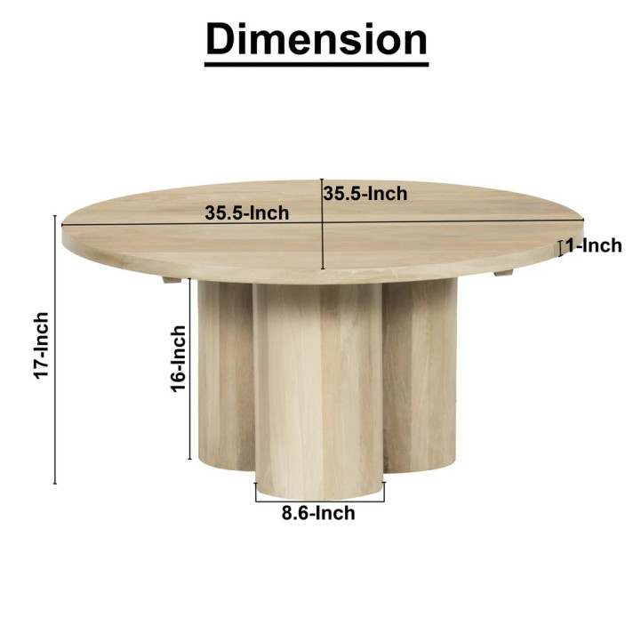 Tessa Coffee Table with 3 Pillar Legs