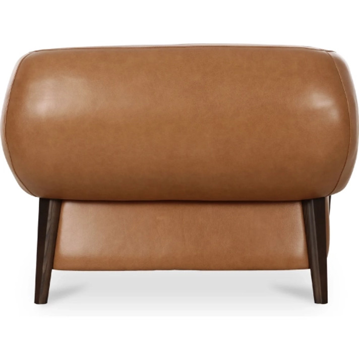 Devlin Accent Lounge Chair in Tan Brown Top Grain Leather, Wood