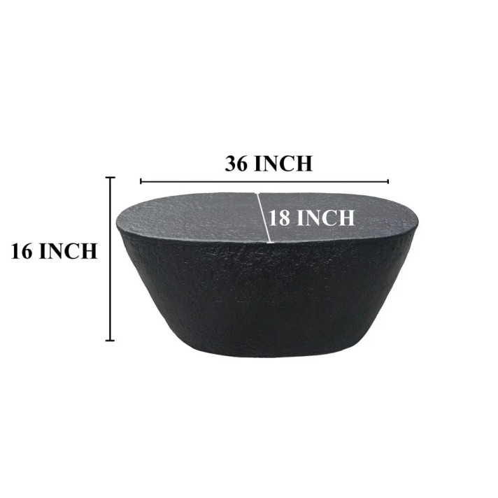 Jury 36 Inch Matte Black Hammered Aluminum Coffee Table