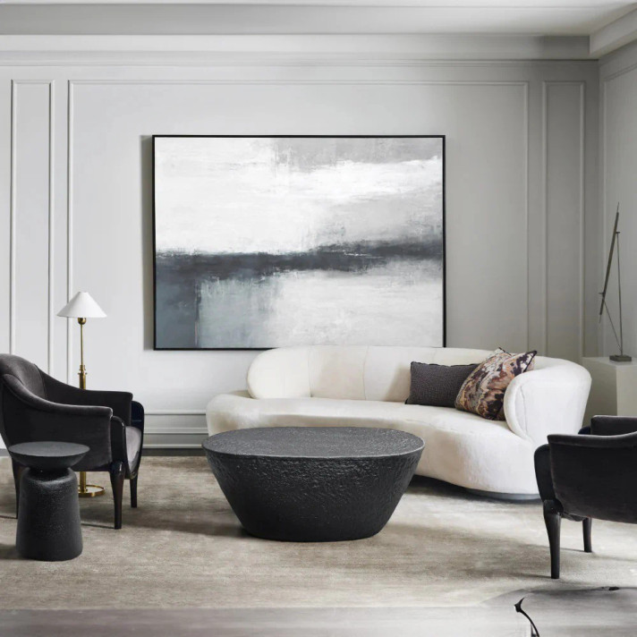 Jury 36 Inch Matte Black Hammered Aluminum Coffee Table