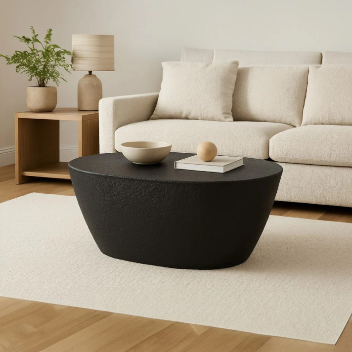 Jury 36 Inch Matte Black Hammered Aluminum Coffee Table