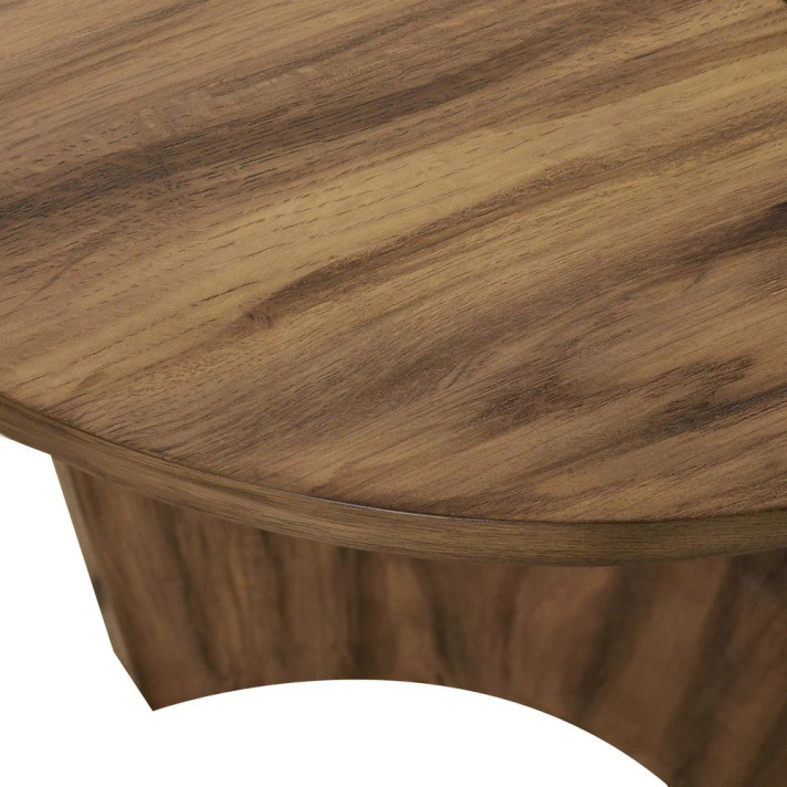 Annie Sofa Console Table, Curved Plinth Base, 52 Inch Brown Oak Wood