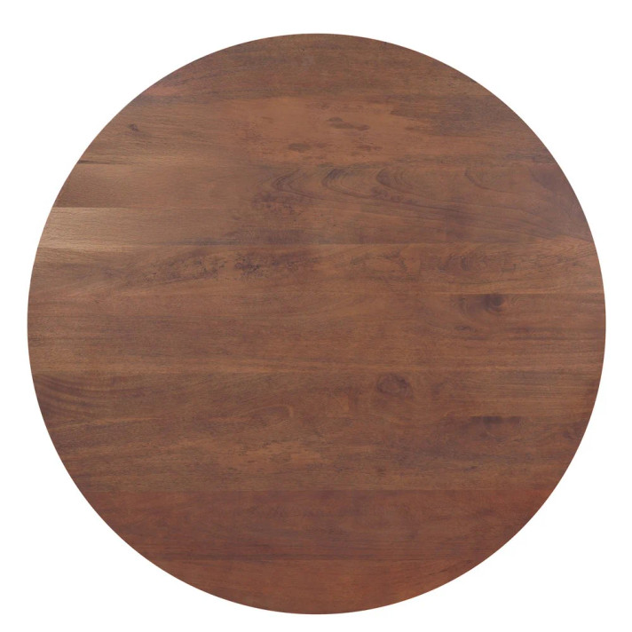 Loma 42 Inch  Round Top Dining Table,  Handmade Amber Brown Mango Wood