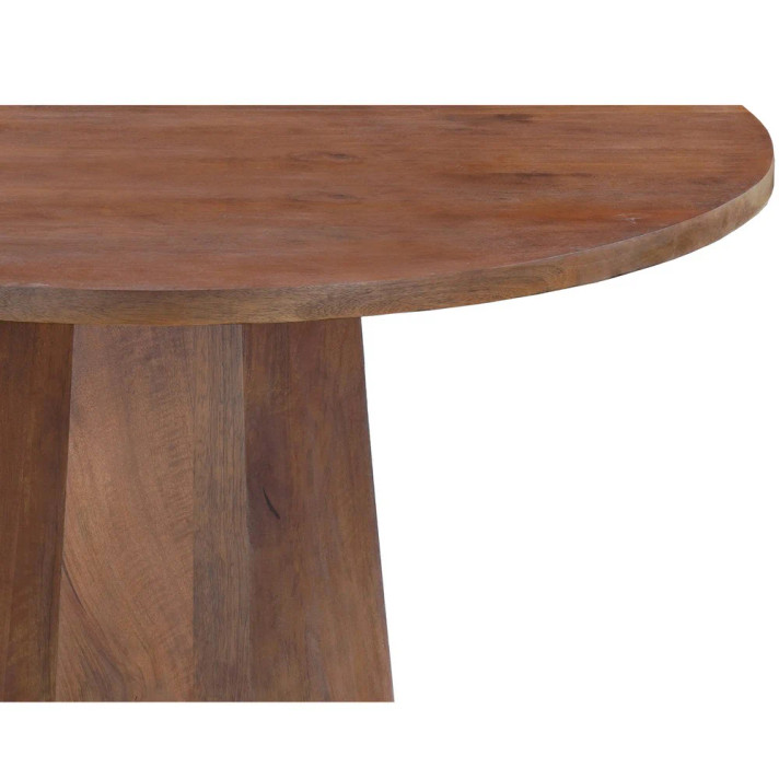 Loma 42 Inch  Round Top Dining Table,  Handmade Amber Brown Mango Wood