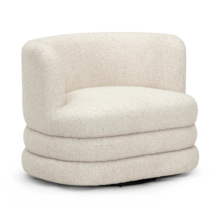 Valincia Heavy Boucle Swivel Accent Char, Cream Boucle