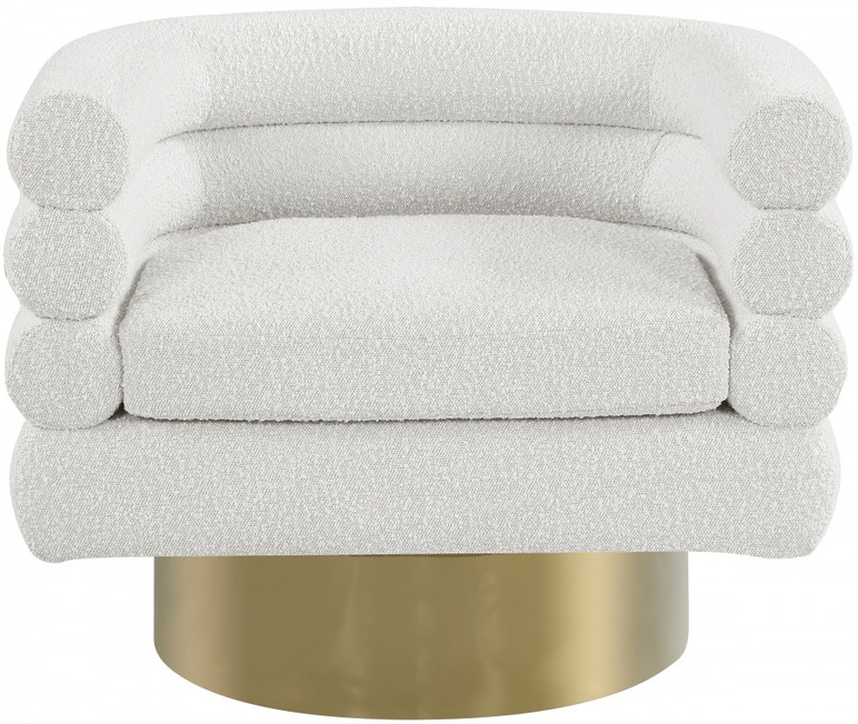Tonga Cream Boucle Fabric Upholstered Swivel Accent Chair