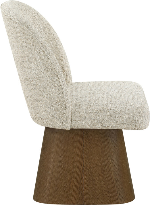 Claymore Linen Textured Fabric Upholstered Dining Side Chair, Brown Walnut