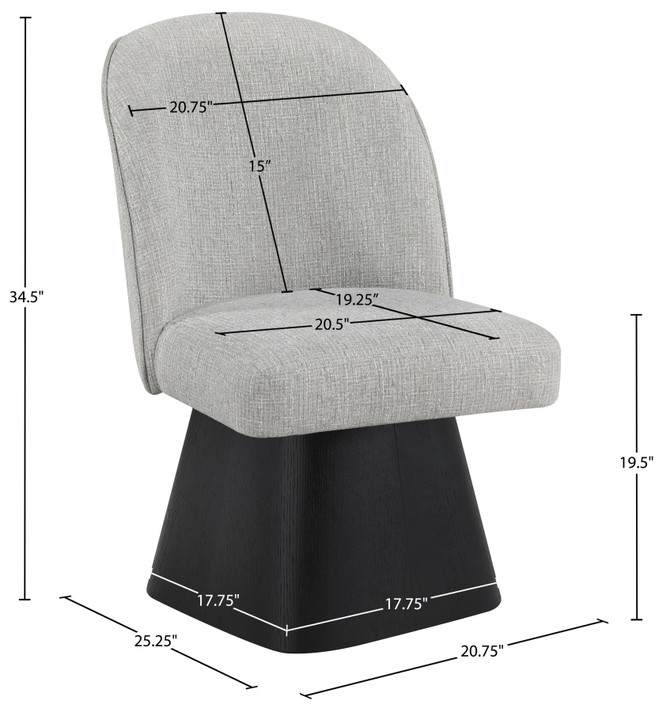 Claymore Linen Textured Fabric Upholstered Dining Side Chair, Black Wood