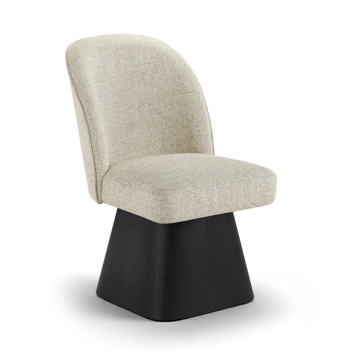 Claymore Linen Textured Fabric Upholstered Dining Side Chair, Black Wood