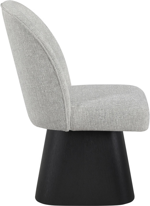 Claymore Linen Textured Fabric Upholstered Dining Side Chair, Black Wood