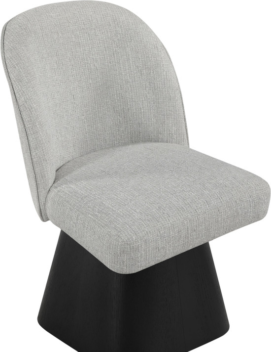 Claymore Linen Textured Fabric Upholstered Dining Side Chair, Black Wood