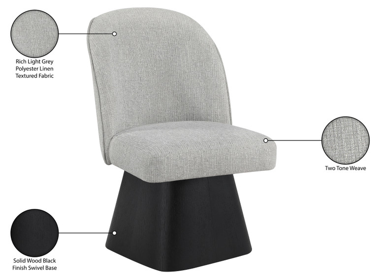 Claymore Linen Textured Fabric Upholstered Dining Side Chair, Black Wood