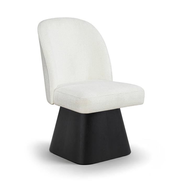 Claymore Linen Textured Fabric Upholstered Dining Side Chair, Black Wood