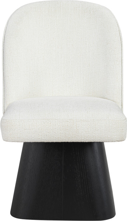 Claymore Linen Textured Fabric Upholstered Dining Side Chair, Black Wood