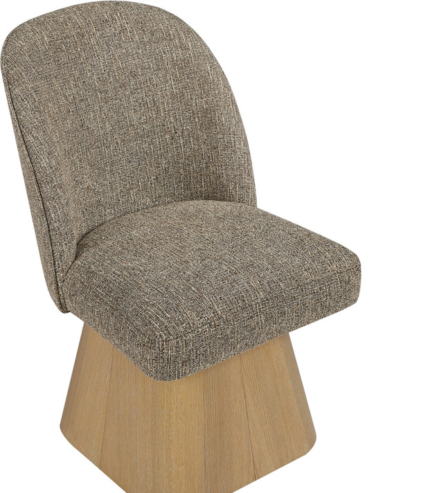 Claymore Linen Textured Fabric Upholstered Dining Side Chair, Natural Wood